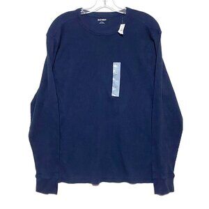 Old Navy Soft Washed Thermal Waffle Long Sleeve Navy Blue Shirt Mens L NWT